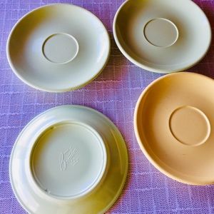 1 Yellow, 3 Green Mid Century Boonton Saucers